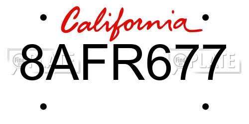 8AFR677 California License Plate