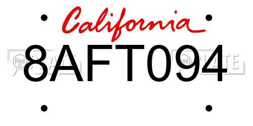 8AFT094 California License Plate