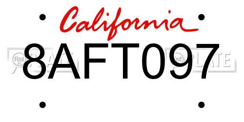 8AFT097 California License Plate