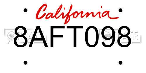 8AFT098 California License Plate