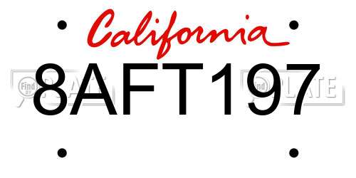 8AFT197 California License Plate
