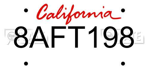 8AFT198 California License Plate