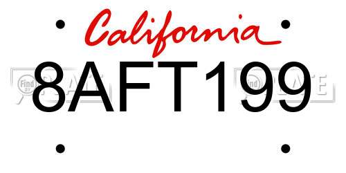 8AFT199 California License Plate