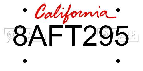 8AFT295 California License Plate