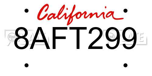 8AFT299 California License Plate