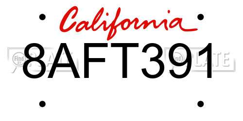 8AFT391 California License Plate
