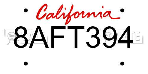 8AFT394 California License Plate