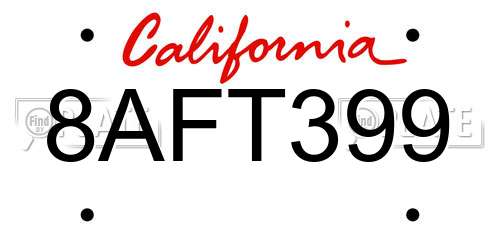 8AFT399 California License Plate