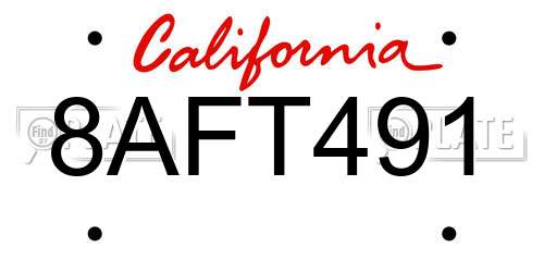 8AFT491 California License Plate