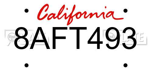 8AFT493 California License Plate