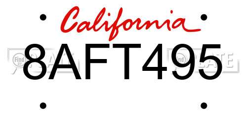 8AFT495 California License Plate