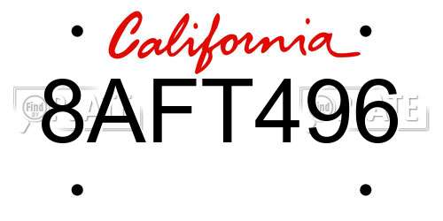8AFT496 California License Plate