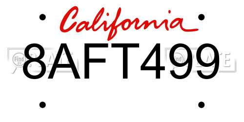 8AFT499 California License Plate