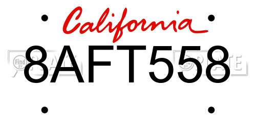 8AFT558 California License Plate