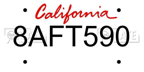 8AFT590 California License Plate
