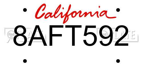 8AFT592 California License Plate