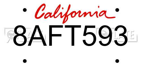 8AFT593 California License Plate
