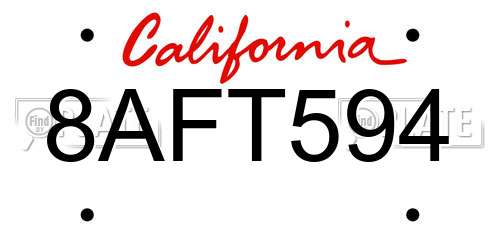 8AFT594 California License Plate