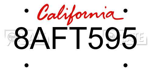 8AFT595 California License Plate