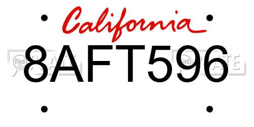 8AFT596 California License Plate