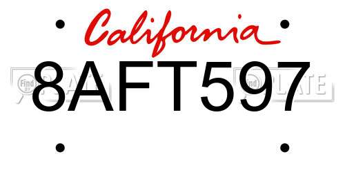 8AFT597 California License Plate