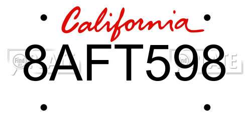8AFT598 California License Plate
