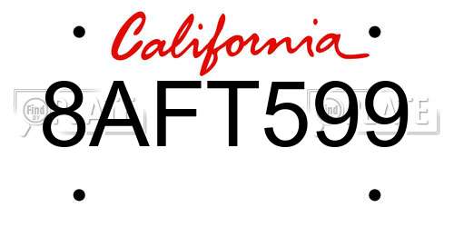 8AFT599 California License Plate