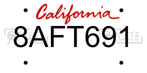 8AFT691 California License Plate