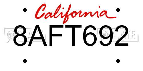 8AFT692 California License Plate