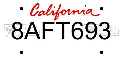 8AFT693 California License Plate