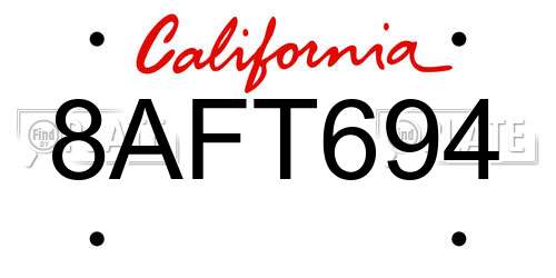 8AFT694 California License Plate