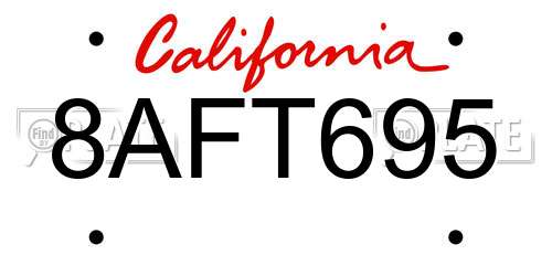 8AFT695 California License Plate