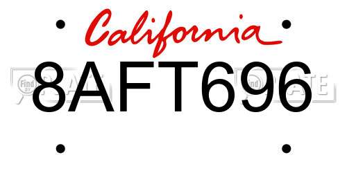 8AFT696 California License Plate
