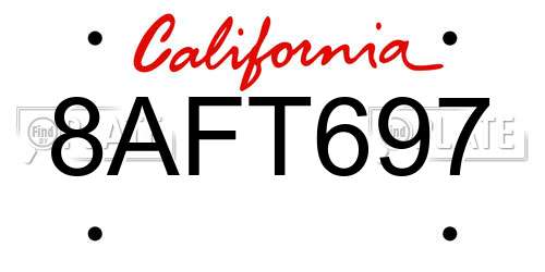8AFT697 California License Plate