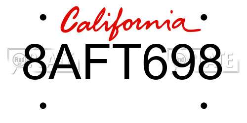 8AFT698 California License Plate