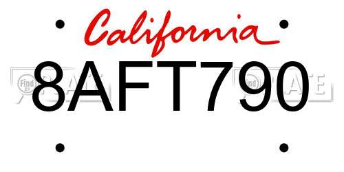 8AFT790 California License Plate