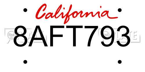 8AFT793 California License Plate