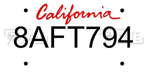8AFT794 California License Plate
