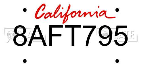 8AFT795 California License Plate