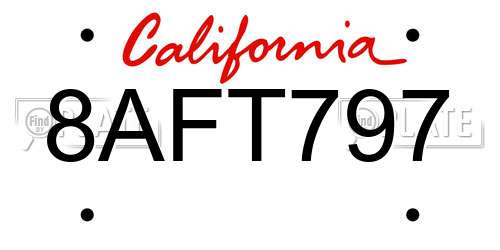 8AFT797 California License Plate