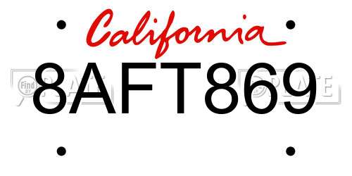 8AFT869 California License Plate