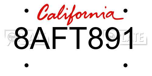 8AFT891 California License Plate