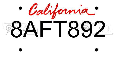 8AFT892 California License Plate