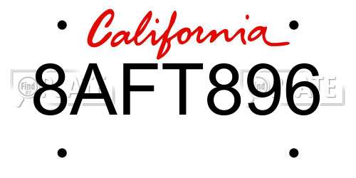 8AFT896 California License Plate