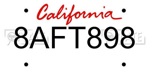 8AFT898 California License Plate