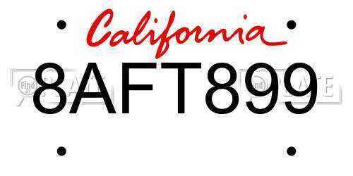 8AFT899 California License Plate