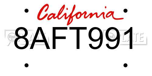 8AFT991 California License Plate