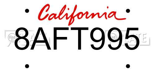 8AFT995 California License Plate
