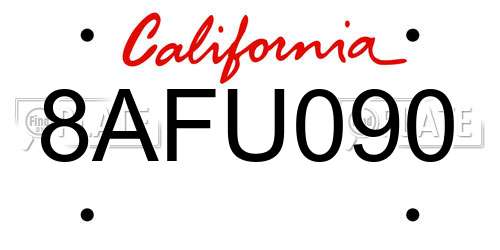 8AFU090 California License Plate