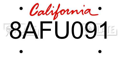 8AFU091 California License Plate